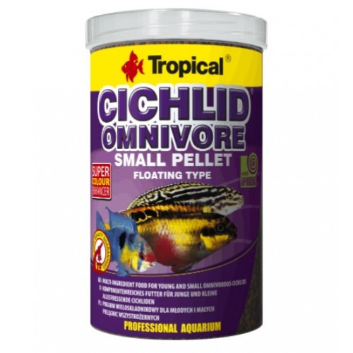 Cichlid Omnivore Small Pellet Saklanan Ciklet Balıkları İçin Yem 1000ml 360gr